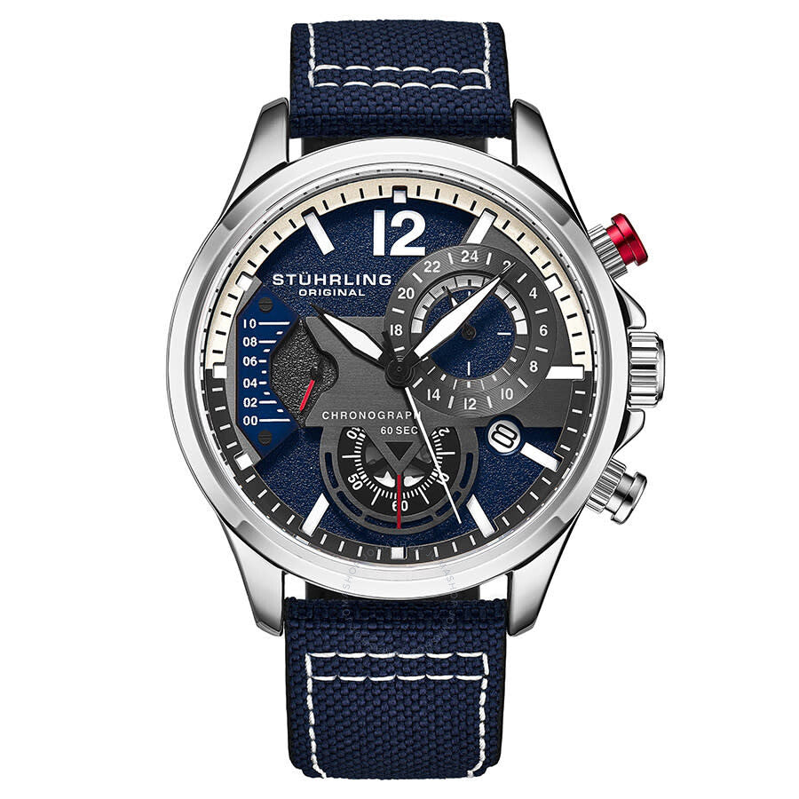 Stuhrling Original Aviator Quartz Blue Dial Men's Watch M13587 - Dawson Watches