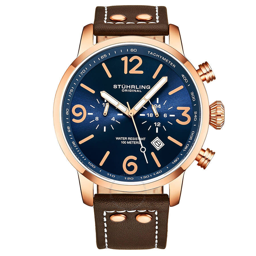 Stuhrling Original Aviator Quartz Blue Dial Men's Watch M13647 - Dawson Watches