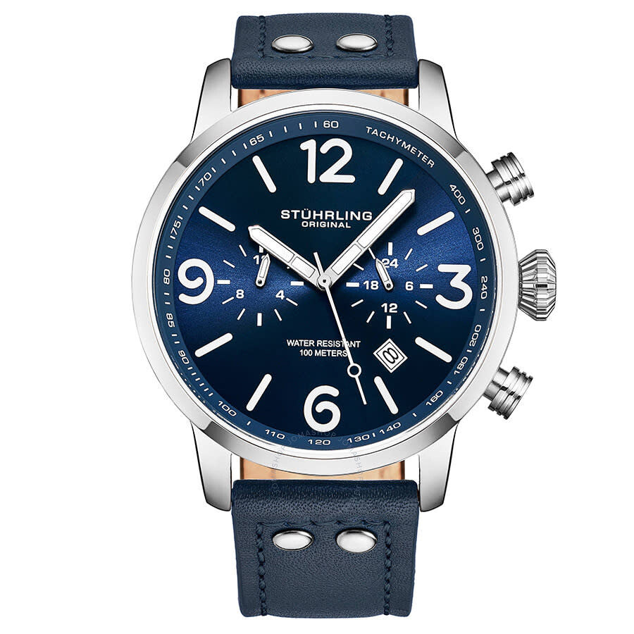 Stuhrling Original Aviator Quartz Blue Dial Men's Watch M13650 - Dawson Watches