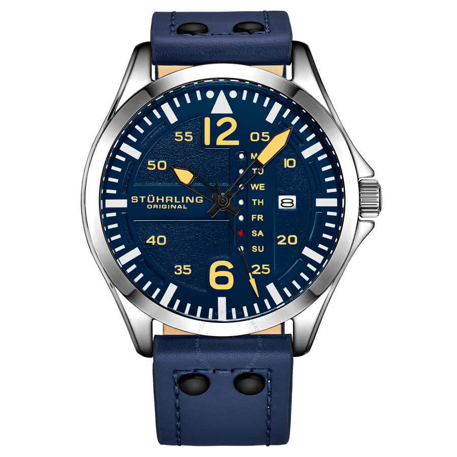Stuhrling Original Aviator Quartz Blue Dial Men's Watch M17216 - Dawson Watches