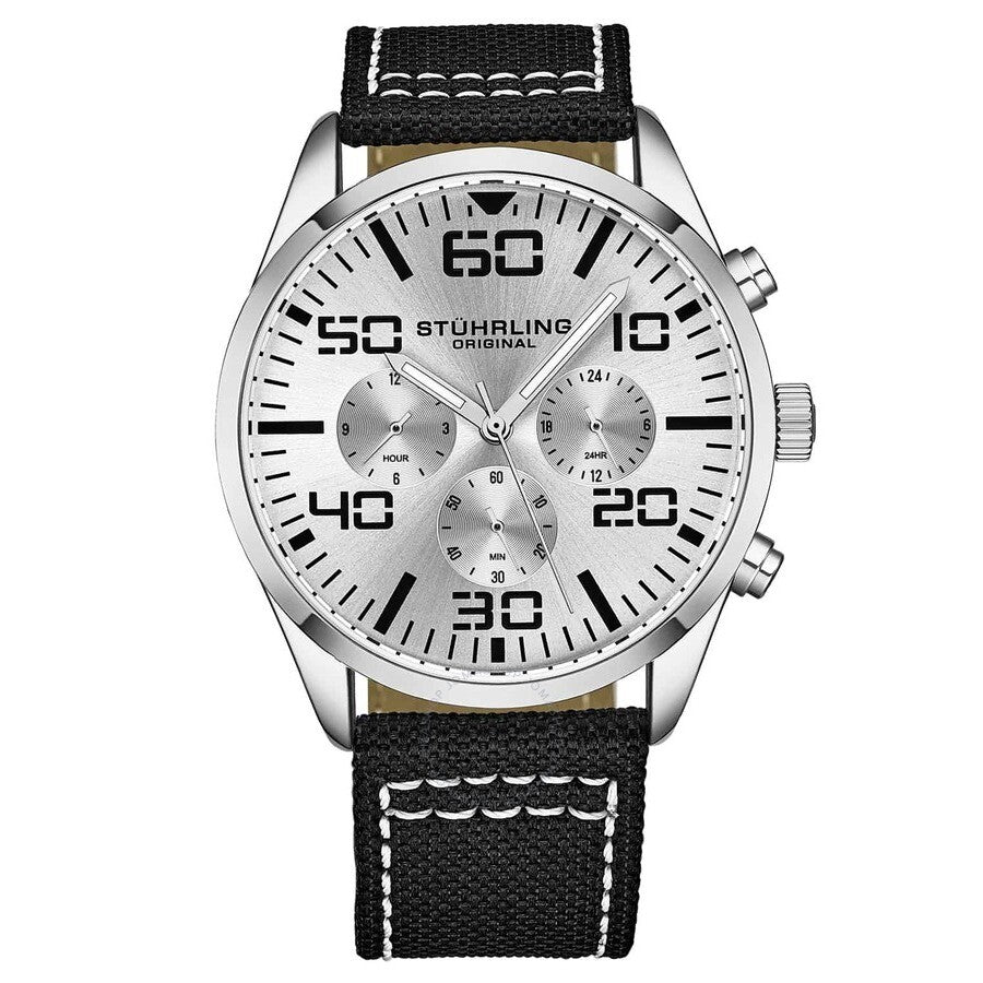 Stuhrling Original Aviator Silver-tone Dial Men's Watch M15925 - Dawson Watches