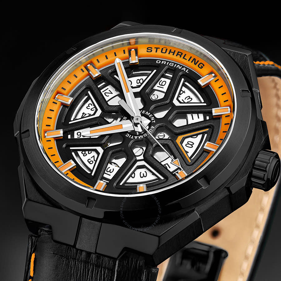 Stuhrling Original Legacy Automatic Orange Dial Men's Watch M13484 - Dawson Watches #5