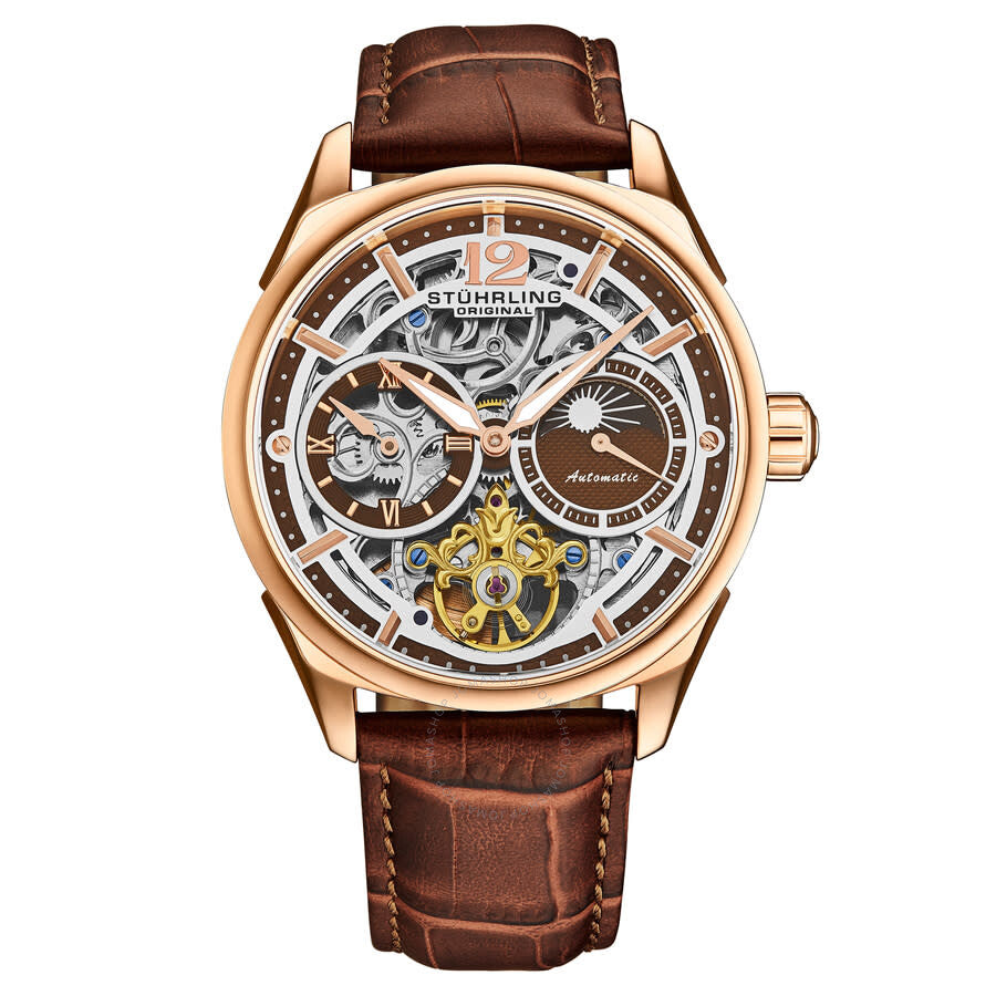 Stuhrling Original Legacy Chronograph Automatic Rose Gold Dial Men's Watch M18246 - Dawson Watches