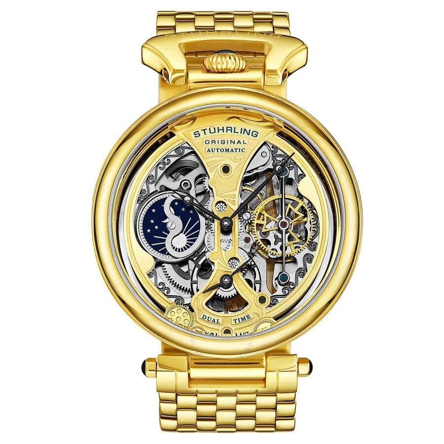 Stuhrling Original Legacy Gold Skeleton Dial Men's Watch M15935 - Dawson Watches