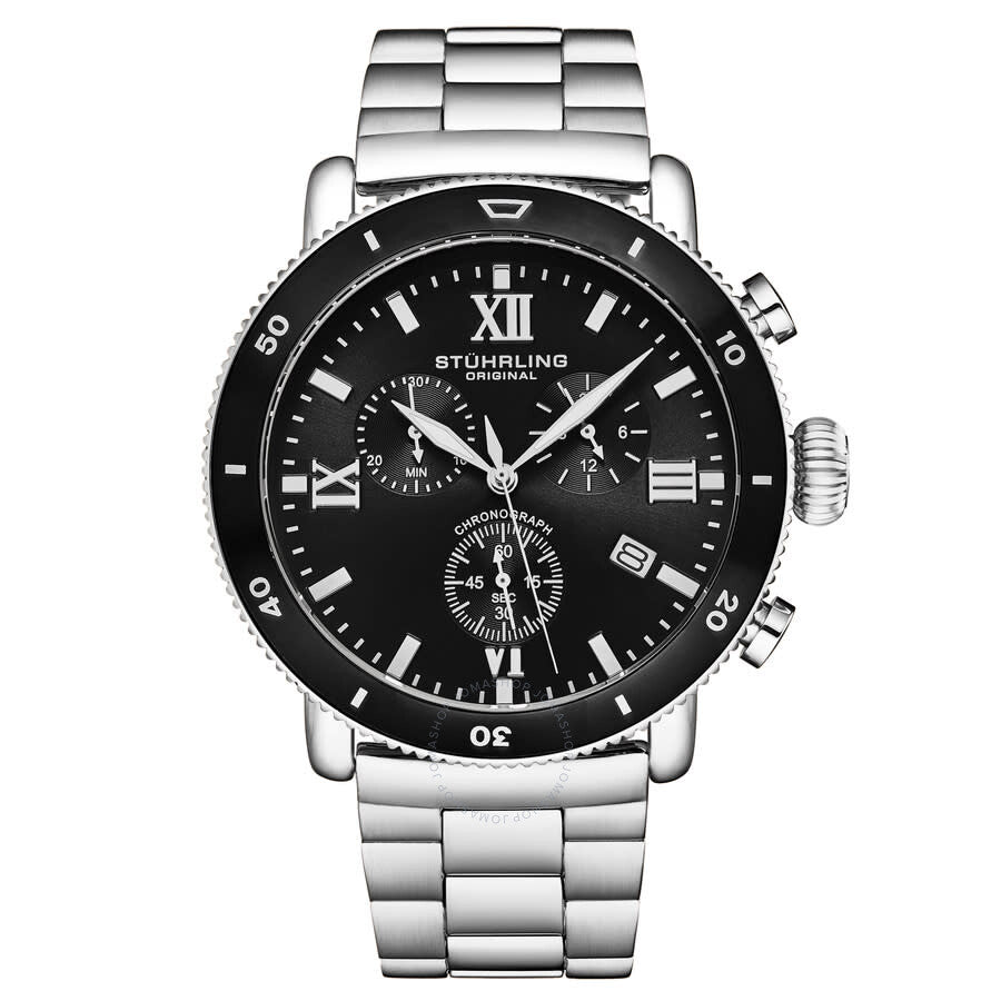 Stuhrling Original Monaco Chronograph Quartz Black Dial Men's Watch M17994 - Dawson Watches