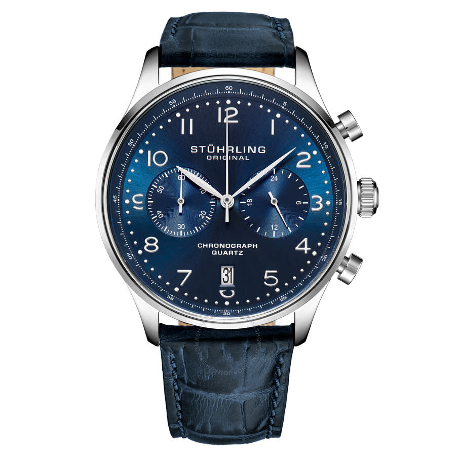 Stuhrling Original Monaco Chronograph Quartz Blue Dial Men's Watch M17970 - Dawson Watches