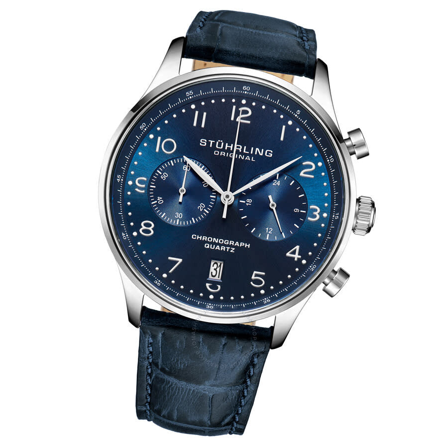 Stuhrling Original Monaco Chronograph Quartz Blue Dial Men's Watch M17970 - Dawson Watches #2