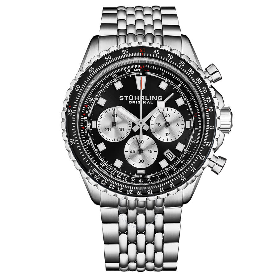 Stuhrling Original Monaco Chronograph Quartz Black Dial Men's Watch M18217 - The Watches Men & Co