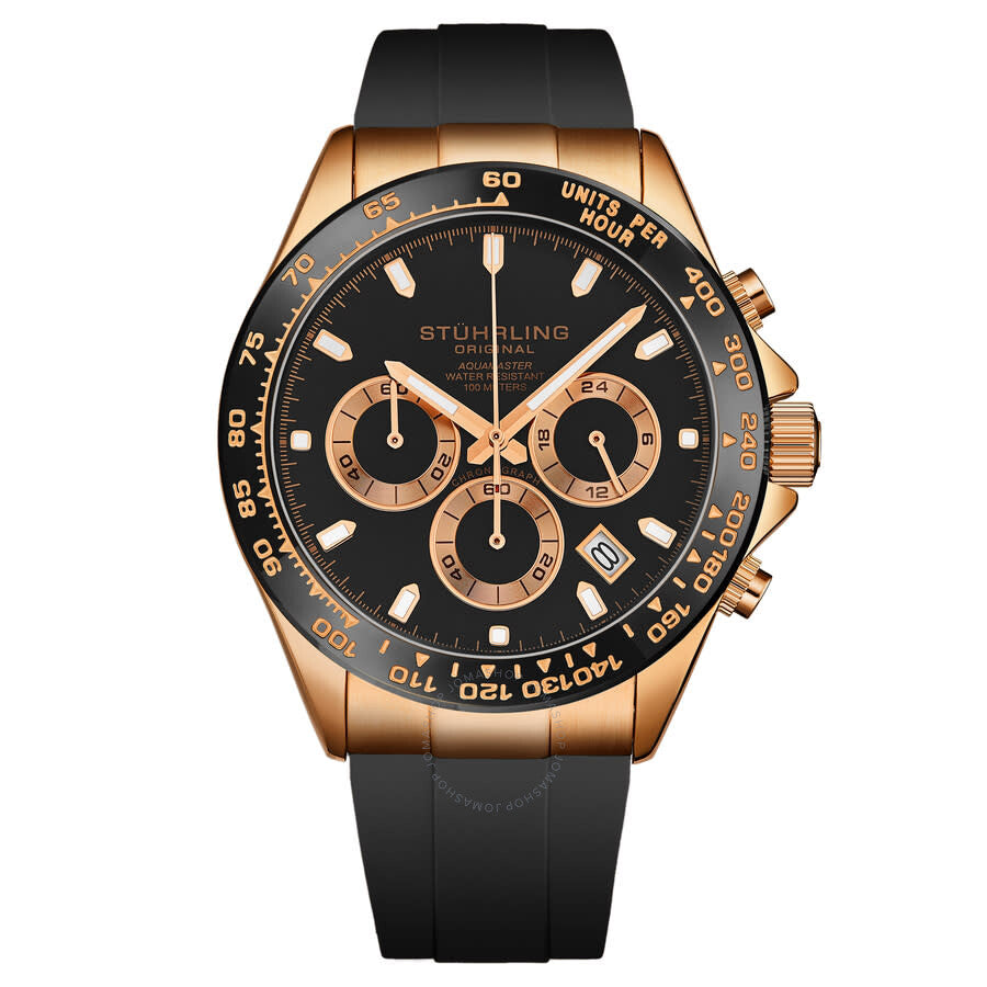 Stuhrling Original Monaco Chronograph Quartz Black Dial Men's Watch M18214 - The Watches Men & Co
