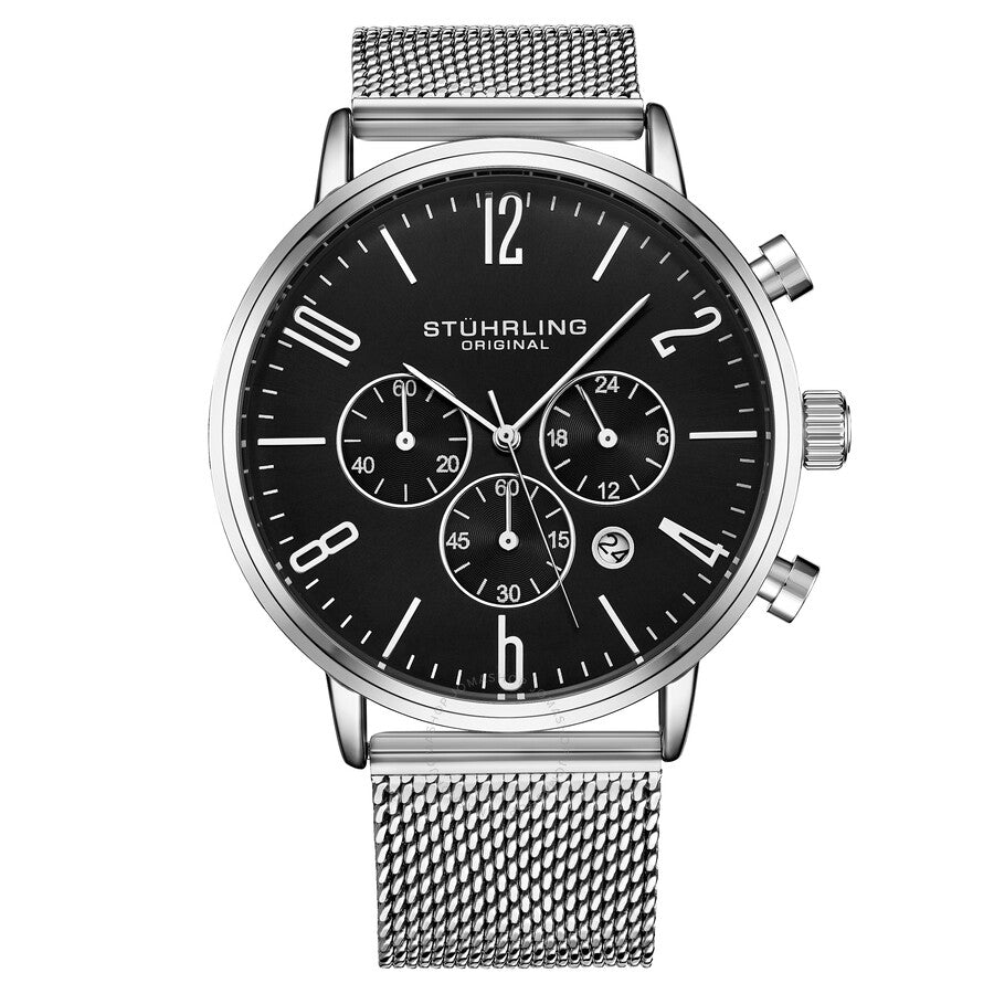 Stuhrling Original Monaco Chronograph Quartz Black Dial Men's Watch M16247 - Dawson Watches