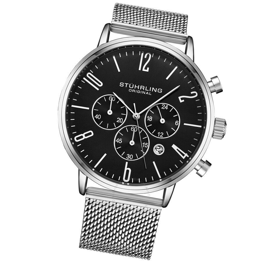 Stuhrling Original Monaco Chronograph Quartz Black Dial Men's Watch M16247 - Dawson Watches #2