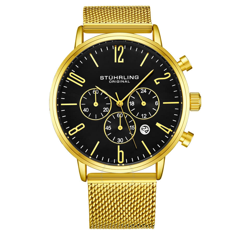 Stuhrling Original Monaco Chronograph Quartz Black Dial Men's Watch M16249 - Dawson Watches