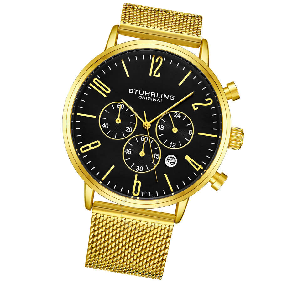 Stuhrling Original Monaco Chronograph Quartz Black Dial Men's Watch M16249 - Dawson Watches #2