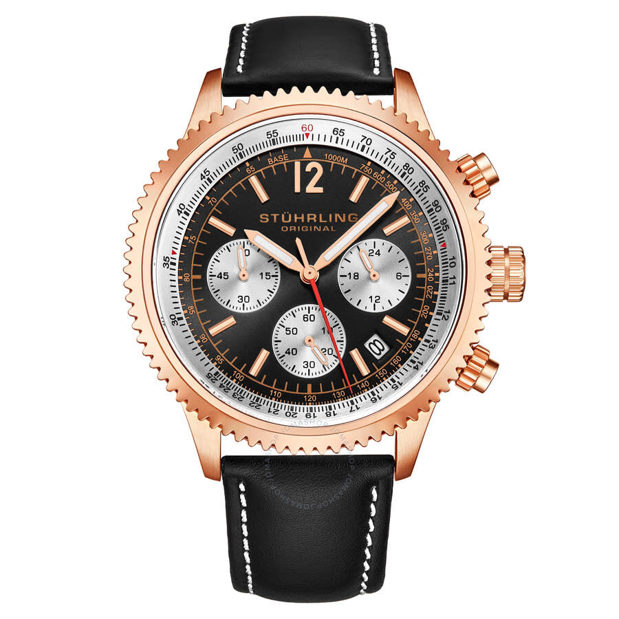 Stuhrling Original Monaco Chronograph Quartz Black Dial Men's Watch M16991 - Dawson Watches