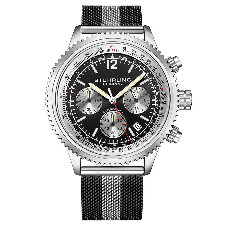 Stuhrling Original Monaco Chronograph Quartz Black Dial Men's Watch M17132 - Dawson Watches