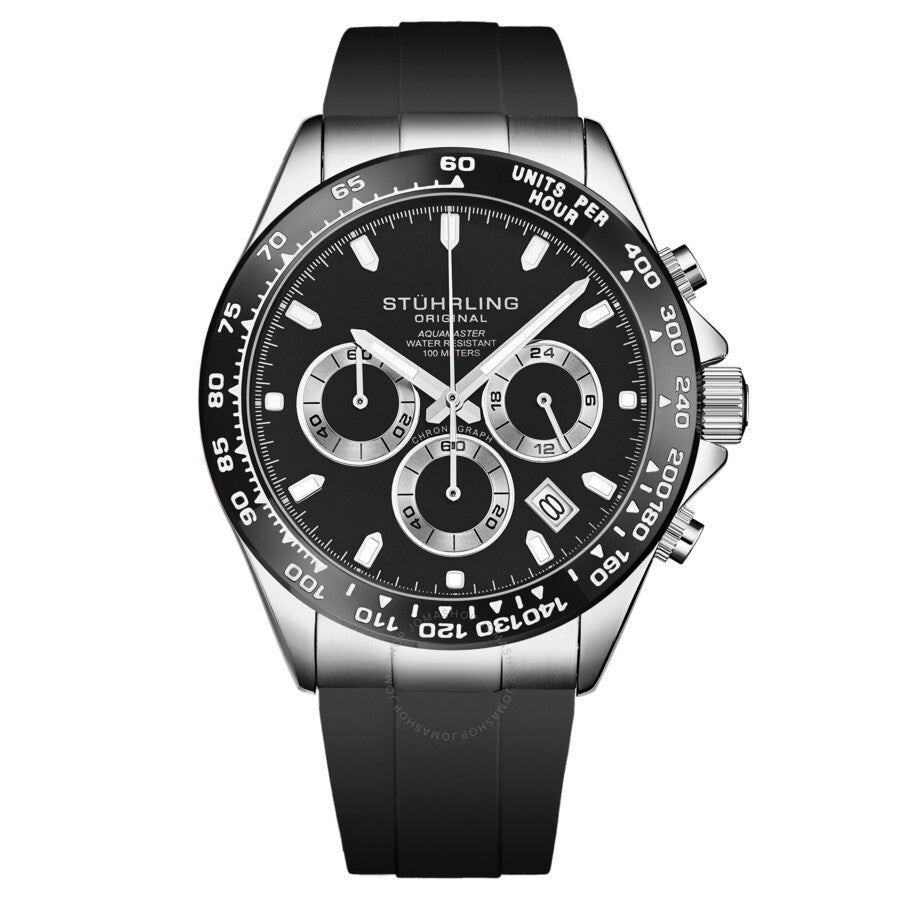 Stuhrling Original Monaco Chronograph Quartz Black Dial Men's Watch M18212 - Dawson Watches