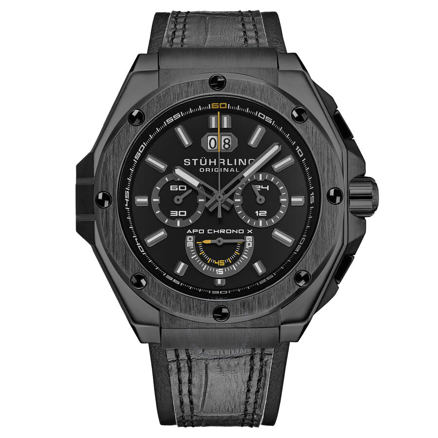 Stuhrling Original Monaco Chronograph Quartz Black Dial Men's Watch M18238 - Dawson Watches