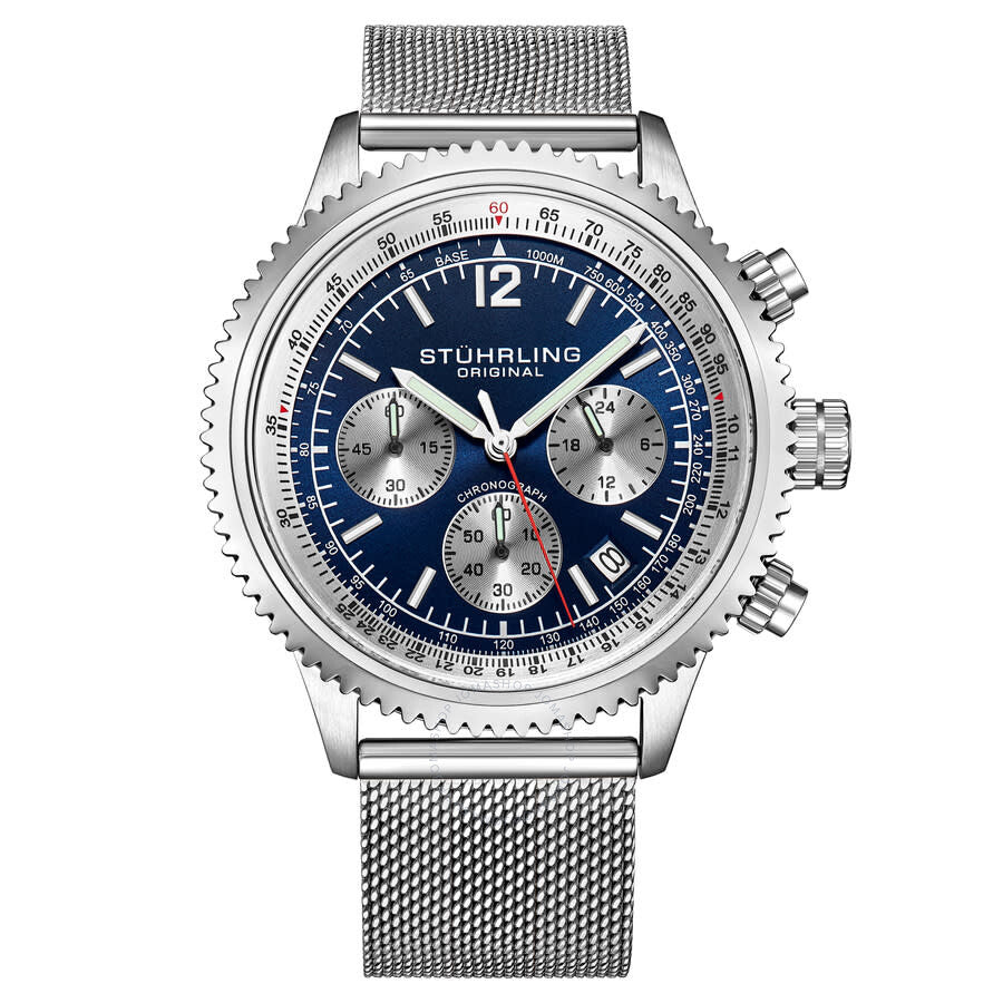 Stuhrling Original Monaco Chronograph Quartz Blue Dial Men's Watch M16968 - Dawson Watches