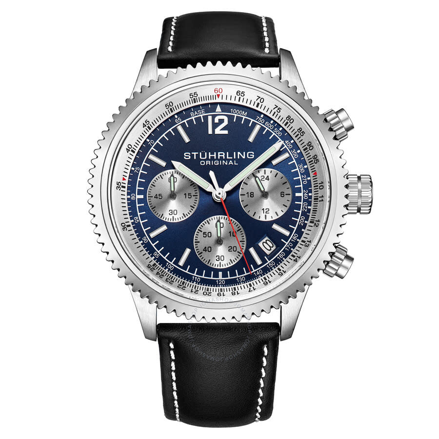 Stuhrling Original Monaco Chronograph Quartz Blue Dial Men's Watch M16974 - Dawson Watches