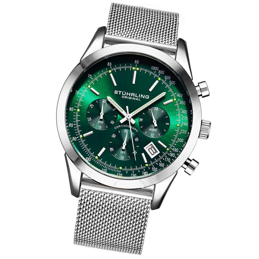Stuhrling Original Monaco Chronograph Quartz Green Dial Men's Watch M17172 - The Watches Men & Co #2