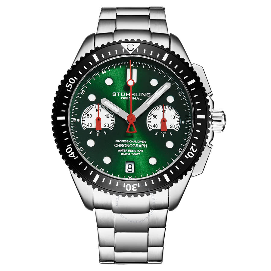 Stuhrling Original Monaco Chronograph Quartz Green Dial Men's Watch M17169 - Dawson Watches