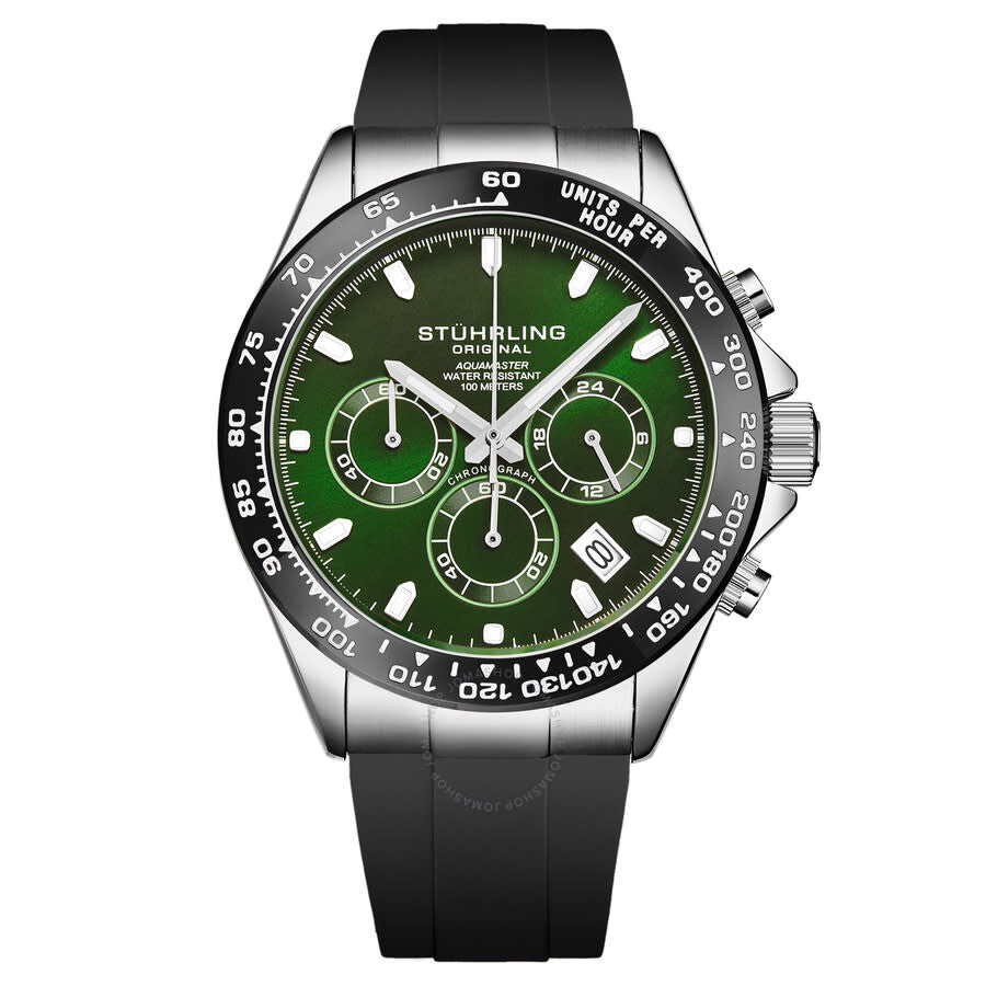 Stuhrling Original Monaco Chronograph Quartz Green Dial Men's Watch M18213 - Dawson Watches