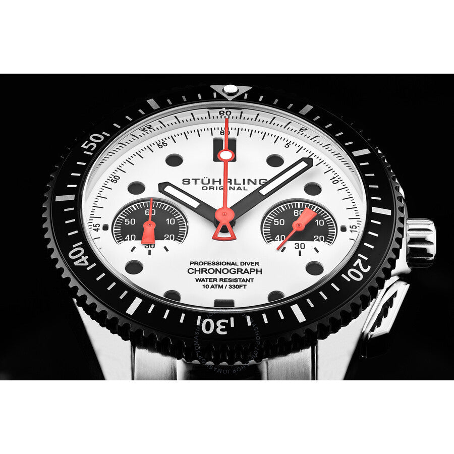 Stuhrling Original Monaco Chronograph Quartz Silver Dial Men's Watch M17090 - Dawson Watches #2