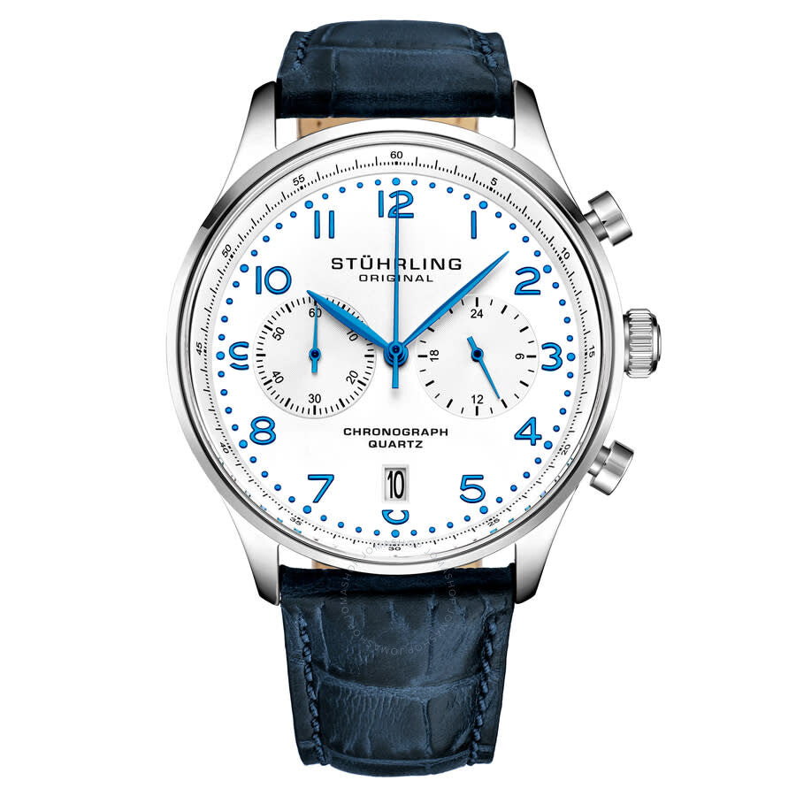 Stuhrling Original Monaco Chronograph Quartz White Dial Men's Watch M16840 - Dawson Watches
