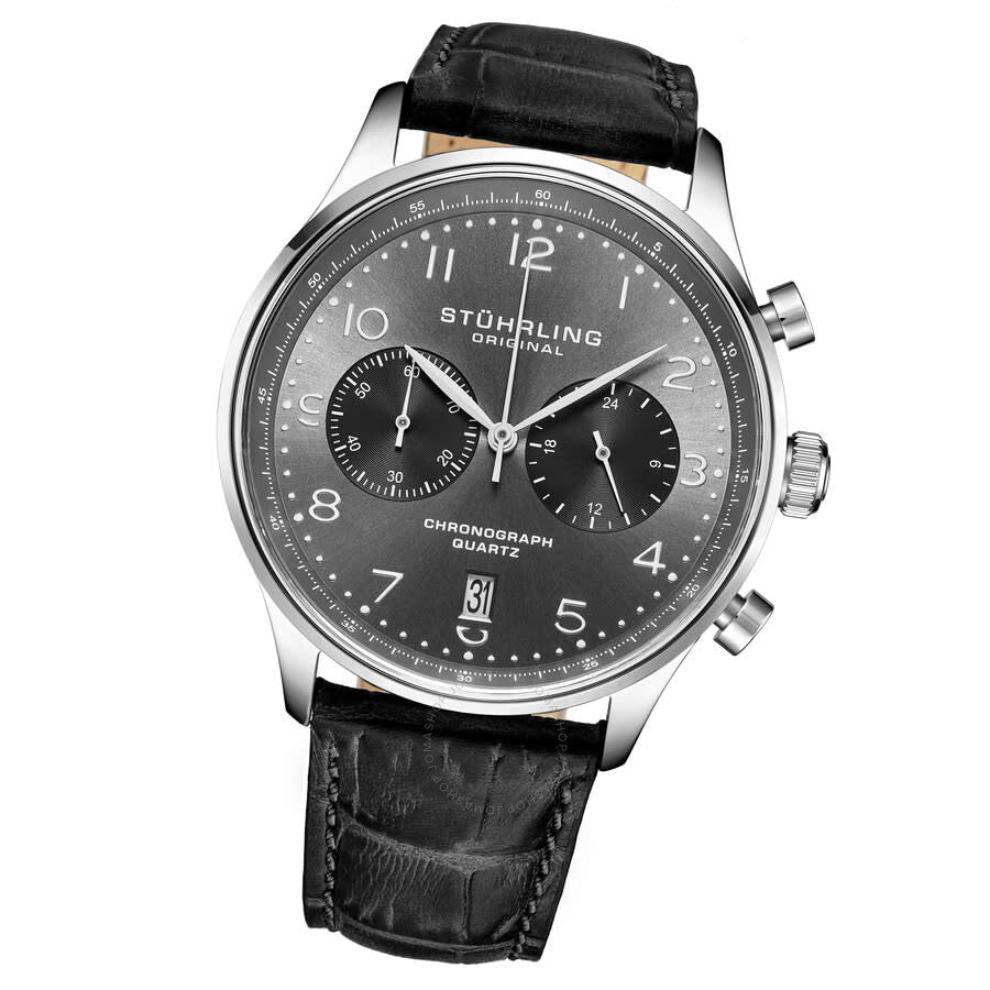 Stuhrling Original Monaco Chronograph Quartz Grey Dial Men's Watch M17969 - Dawson Watches #2