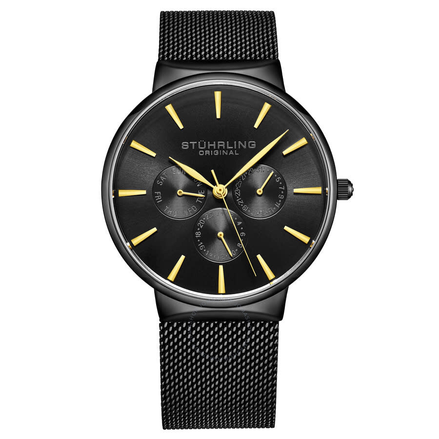 Stuhrling Original Monaco Quartz Black Dial Men's Watch M16246 - Dawson Watches