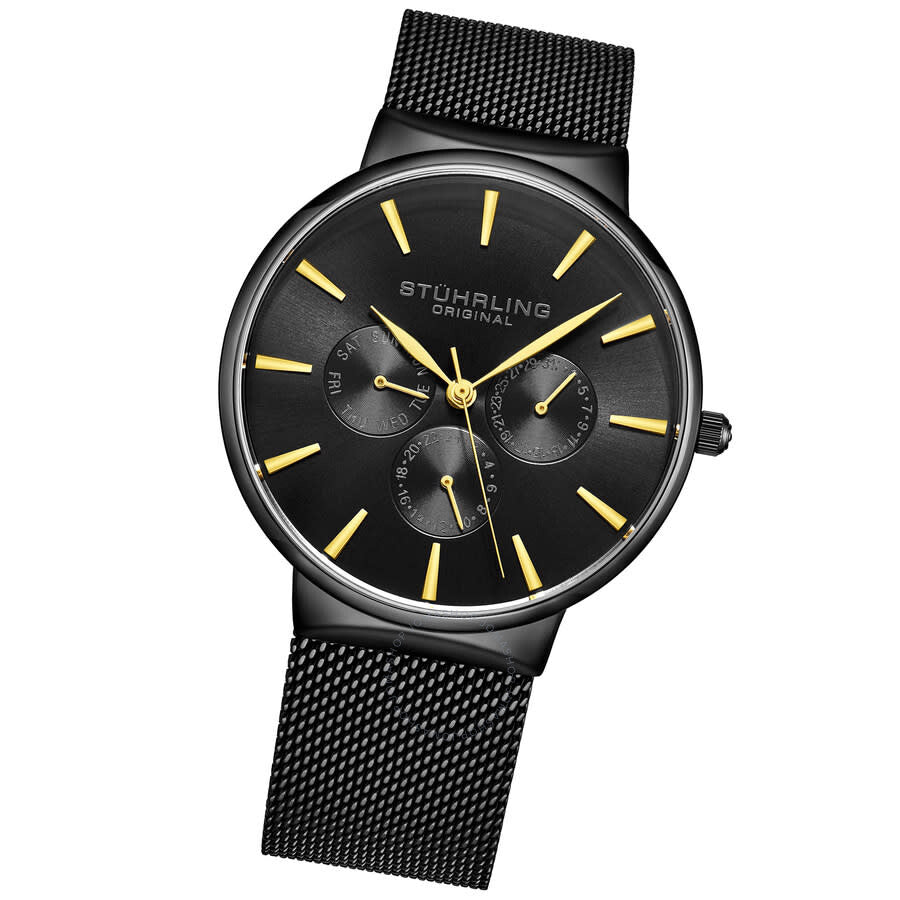 Stuhrling Original Monaco Quartz Black Dial Men's Watch M16246 - Dawson Watches #2