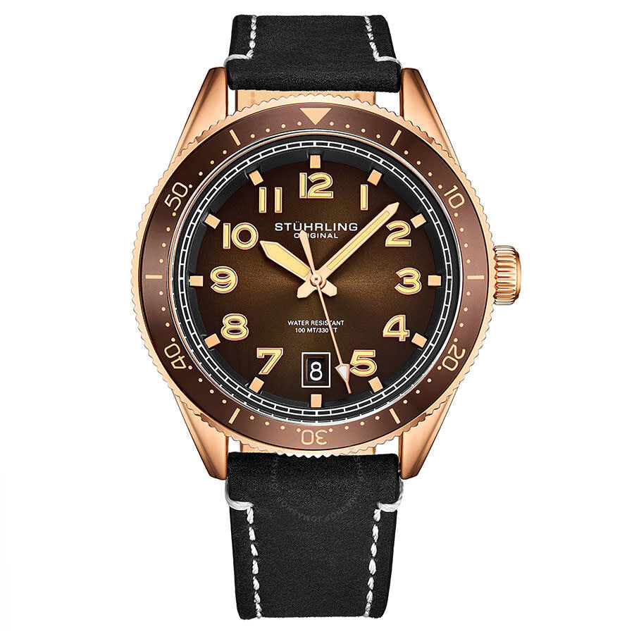 Stuhrling Original Monaco Quartz Brown Dial Men's Watch M13664 - Dawson Watches