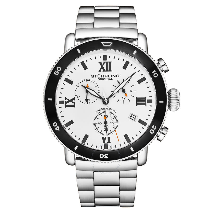Stuhrling Original Monaco Chronograph Quartz White Dial Men's Watch M17992 - Dawson Watches