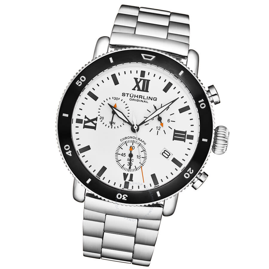 Stuhrling Original Monaco Chronograph Quartz White Dial Men's Watch M17992 - Dawson Watches #2