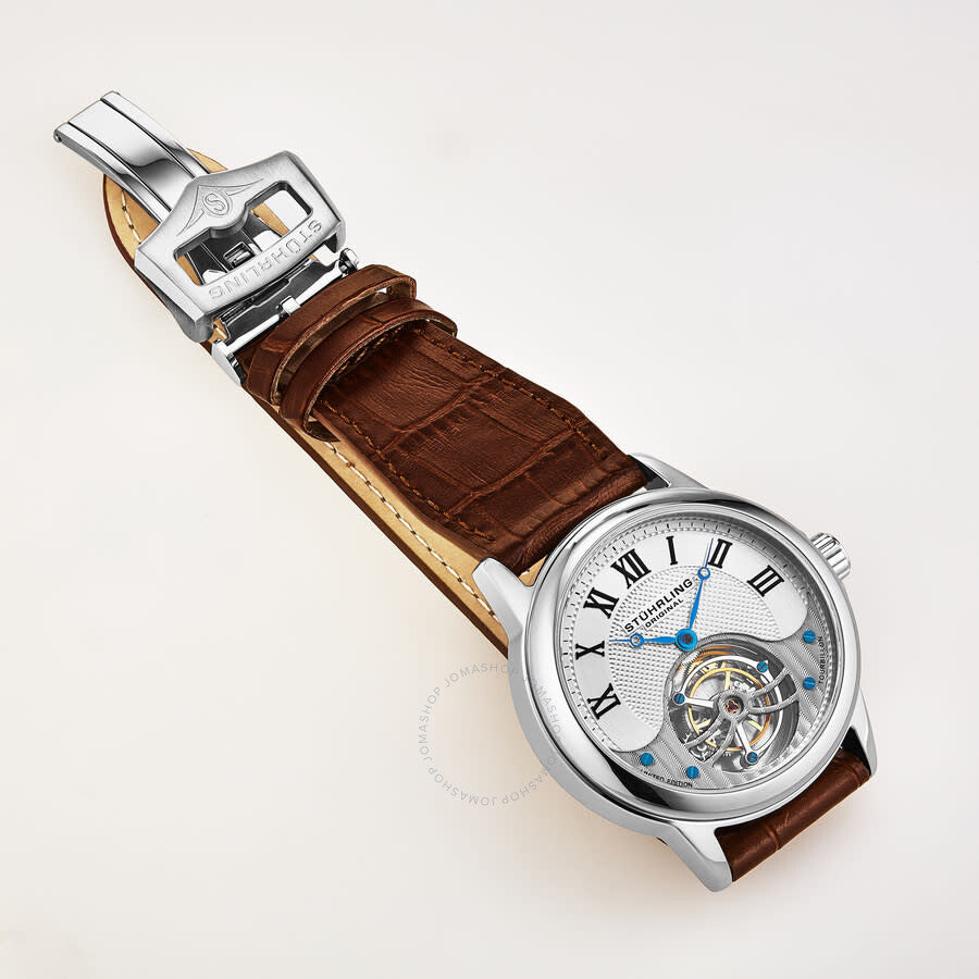 Stuhrling Original Tourbillon Hand Wind Silver Dial Men's Watch M16844 - The Watches Men & Co #5