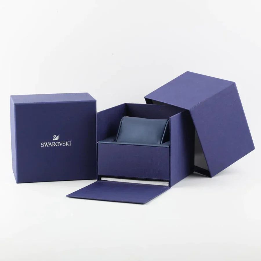 Swarovski Octea Lux Sport Faceted Crystal Bezel Blue Dial Silver Steel Unisex Watch 5610481