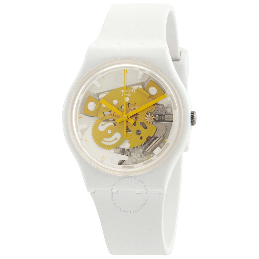 Swatch Bioceramic Time To Yellow Small Quartz White Dial Unisex Watch SO31W105 - Dawson Watches