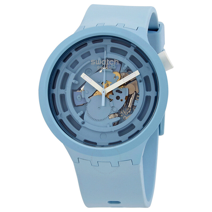 Swatch C- Blue Quartz Transparent Dial Unisex Watch SB03N100 - Dawson Watches