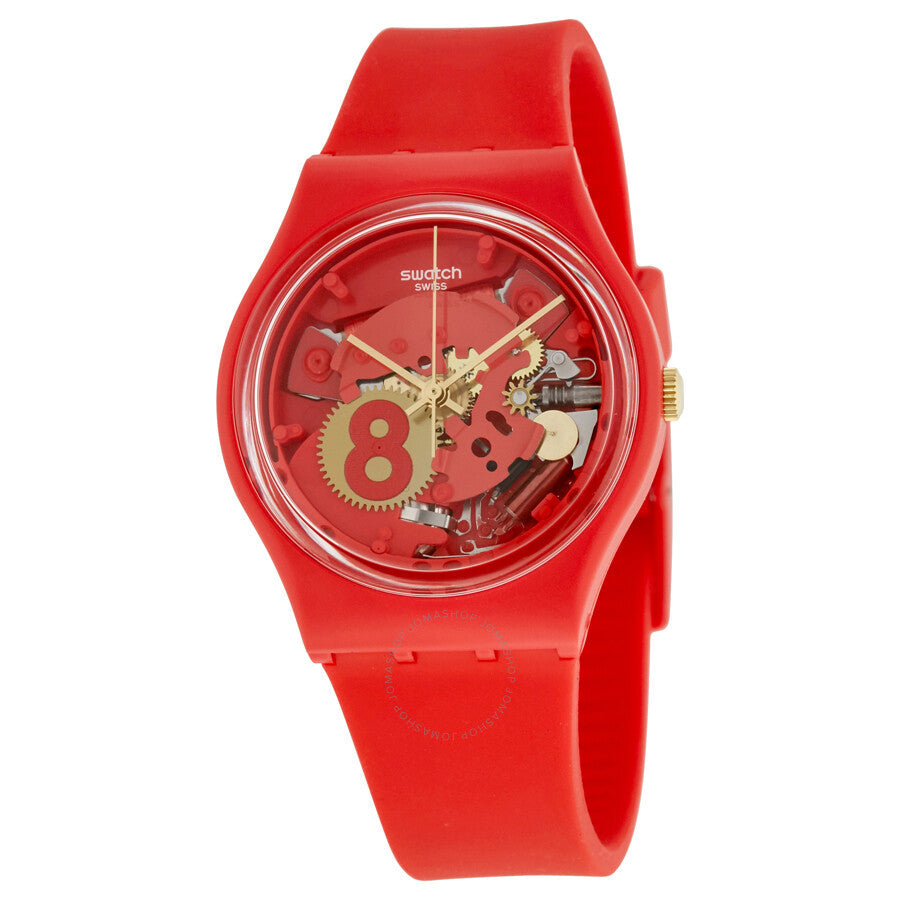 Swatch Eight for Luck Red Silicone Unisex Watch GR166 - Dawson Watches