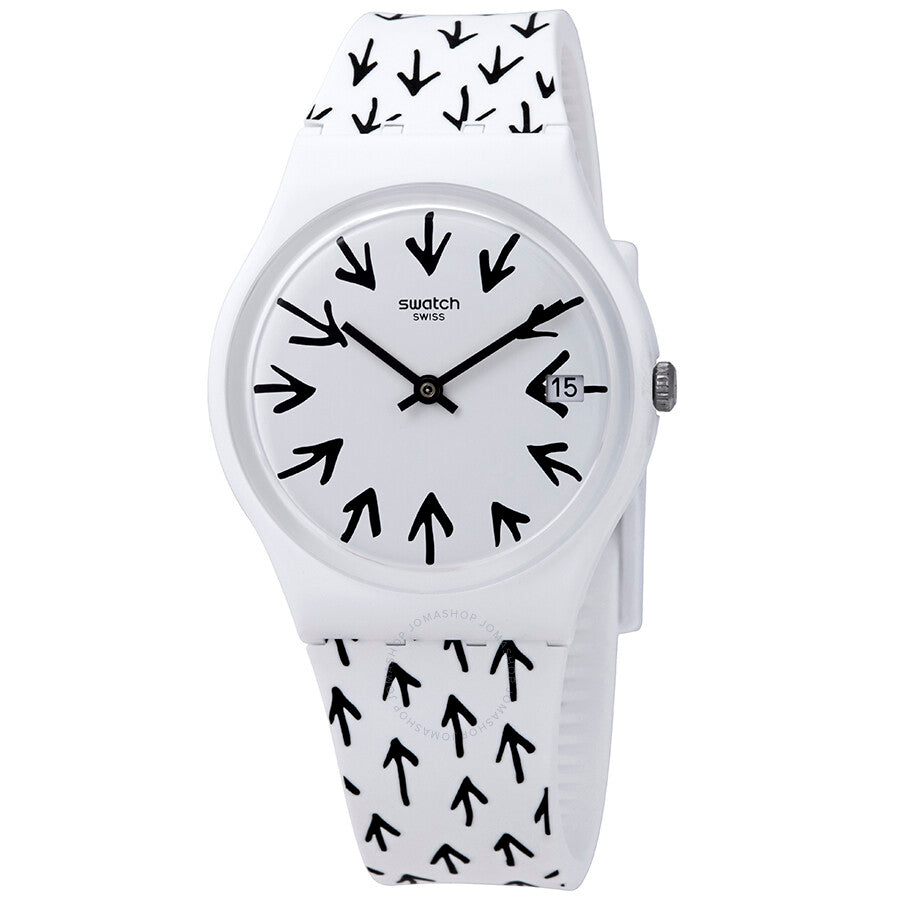 Swatch Frechia White Dial White Silicone Ladies Watch GW409 - Dawson Watches