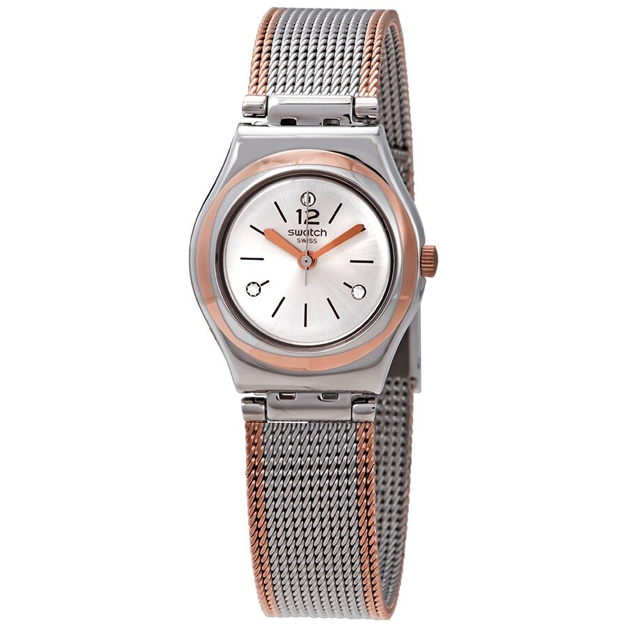 Swatch Full Silver Jacket Silver Dial Ladies Two Tone Watch YSS327M - Dawson Watches