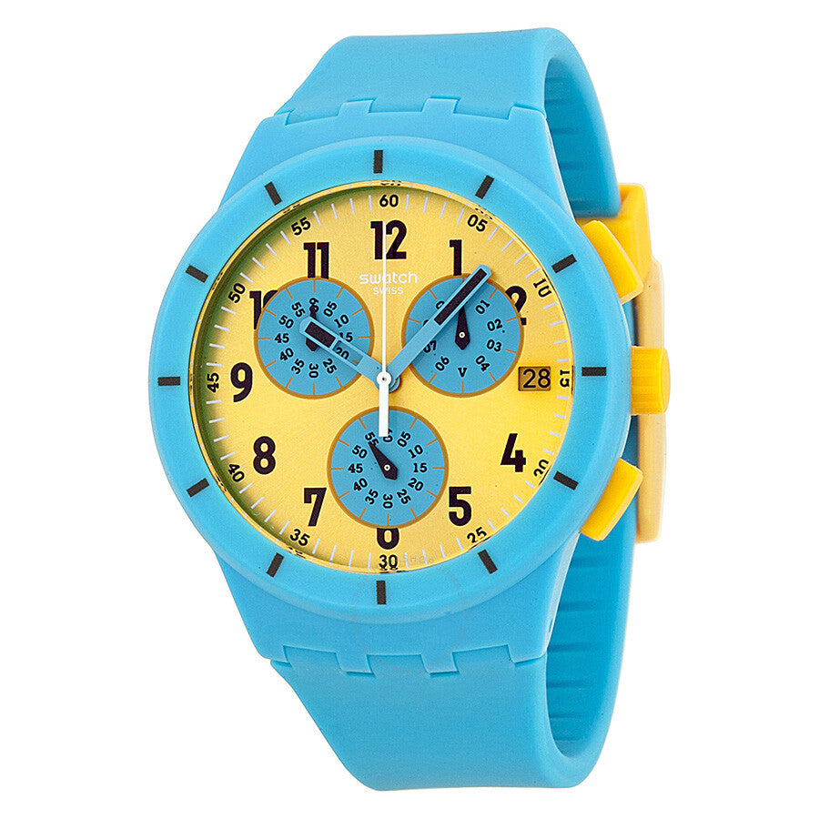 Swatch Maresoli Yellow Dial Blue Rubber Men's Watch SUSS400 - Dawson Watches