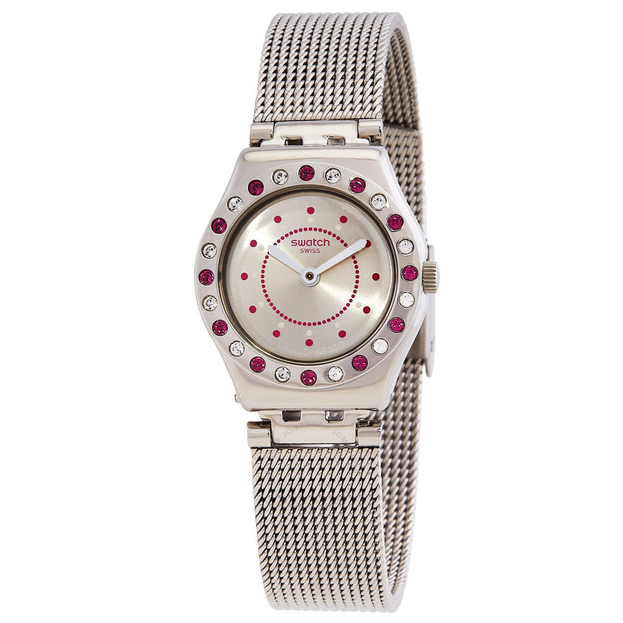 Swatch Meche Rose Quartz Crystal Silver Dial Ladies Watch YSS319M - Dawson Watches