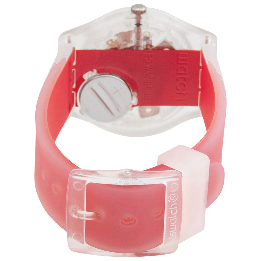 Swatch Monthly Drops Clearly Red Striped Quartz Unisex Watch GE292 - Dawson Watches #3