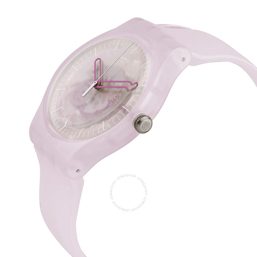 Swatch Monthly Drops Pink Mist Quartz Pink Skeleton Dial Watch SUOK155 - Dawson Watches #2