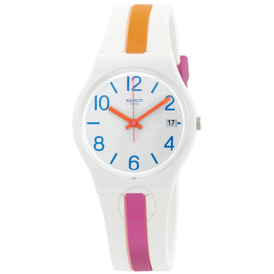 Swatch Pinkline Quartz White Dial Unisex Watch GW408 - Dawson Watches