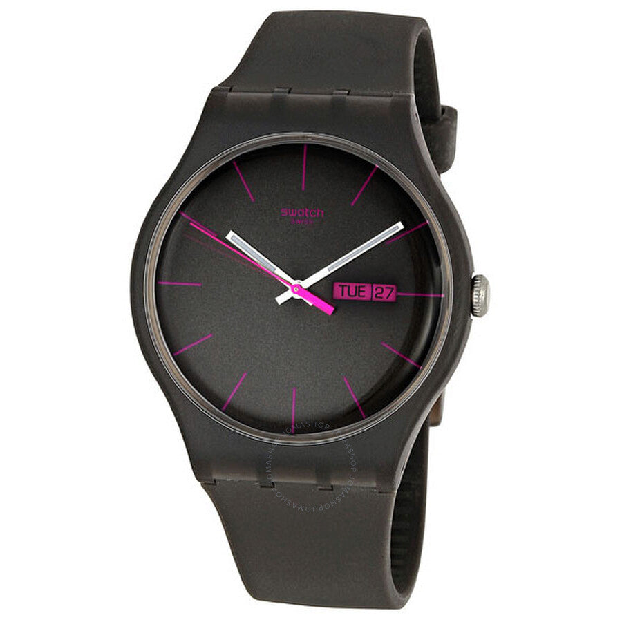 Swatch Rebel Brown Dial Brown Rubber 41 mm Watch SUOC700 - Dawson Watches