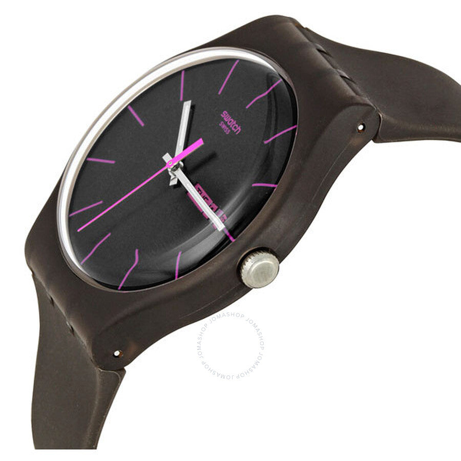 Swatch Rebel Brown Dial Brown Rubber 41 mm Watch SUOC700 - Dawson Watches #2
