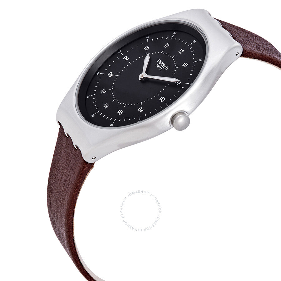 Swatch Skinbrushed Black Dial Brown Leather Men's Watch SYXS102 - Dawson Watches #2