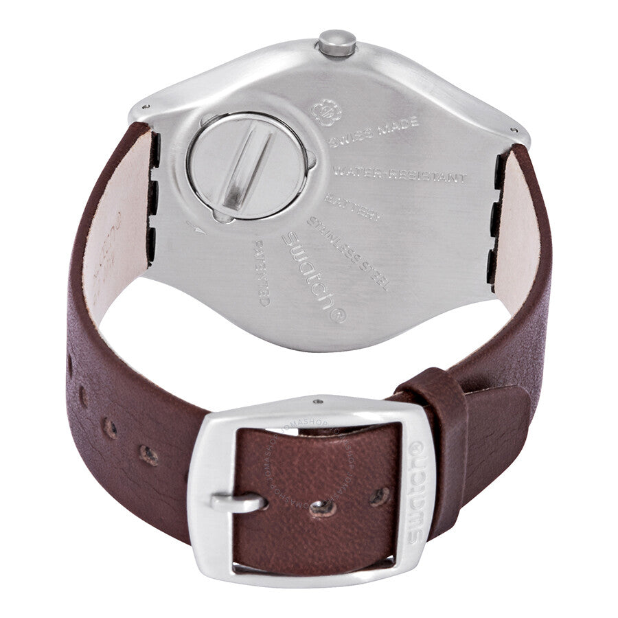 Swatch Skinbrushed Black Dial Brown Leather Men's Watch SYXS102 - Dawson Watches #3